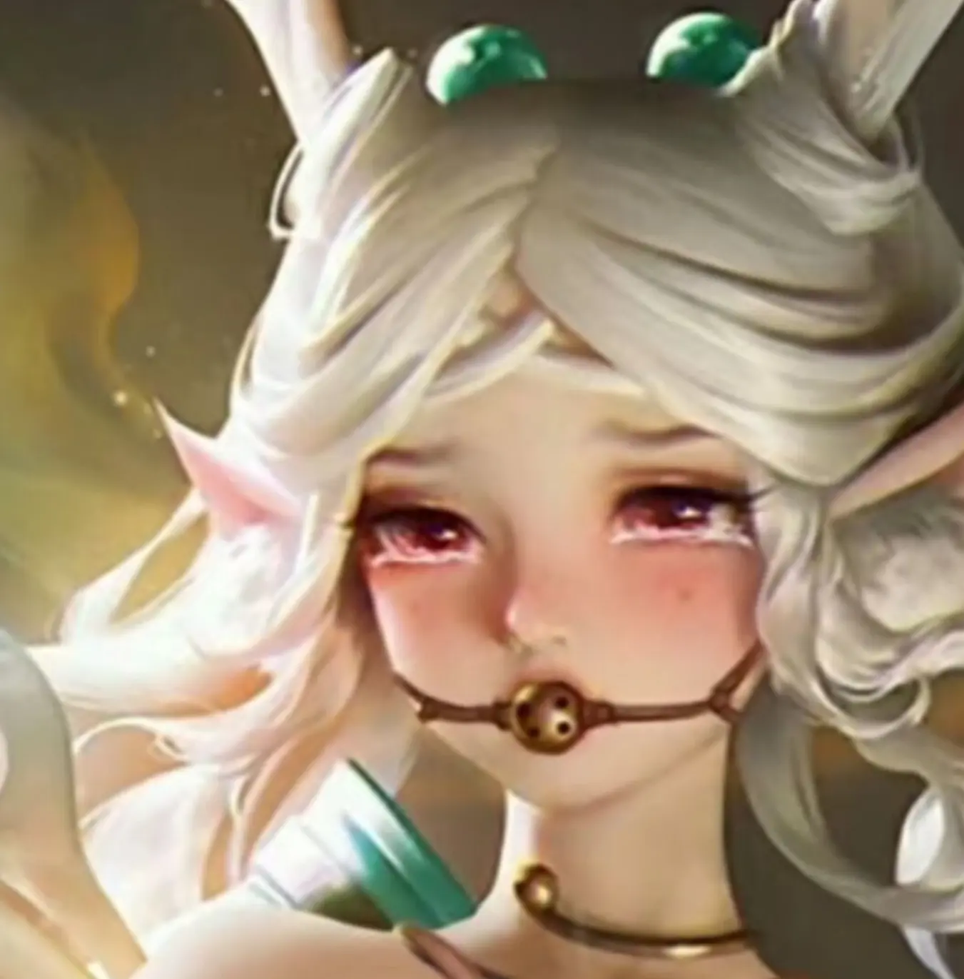 王者荣耀瑶遇见神鹿嘴巴里流口水,含着铁球的样子图片